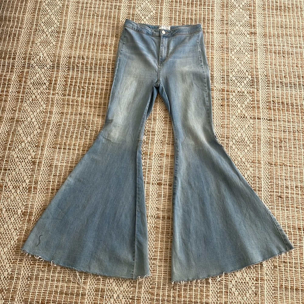 Free People Bell Bottom Blue Jeans